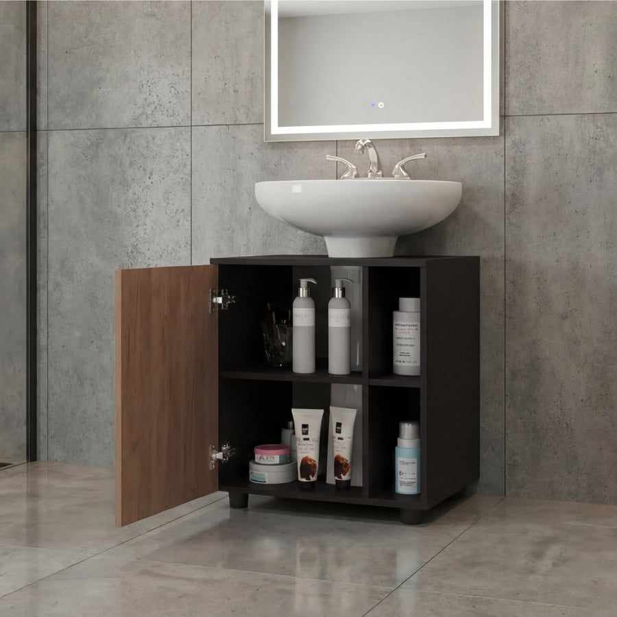 TUHOME CONCEPT Mueble bajo lavabo Pascuale de 55 cm, fresno y wengué