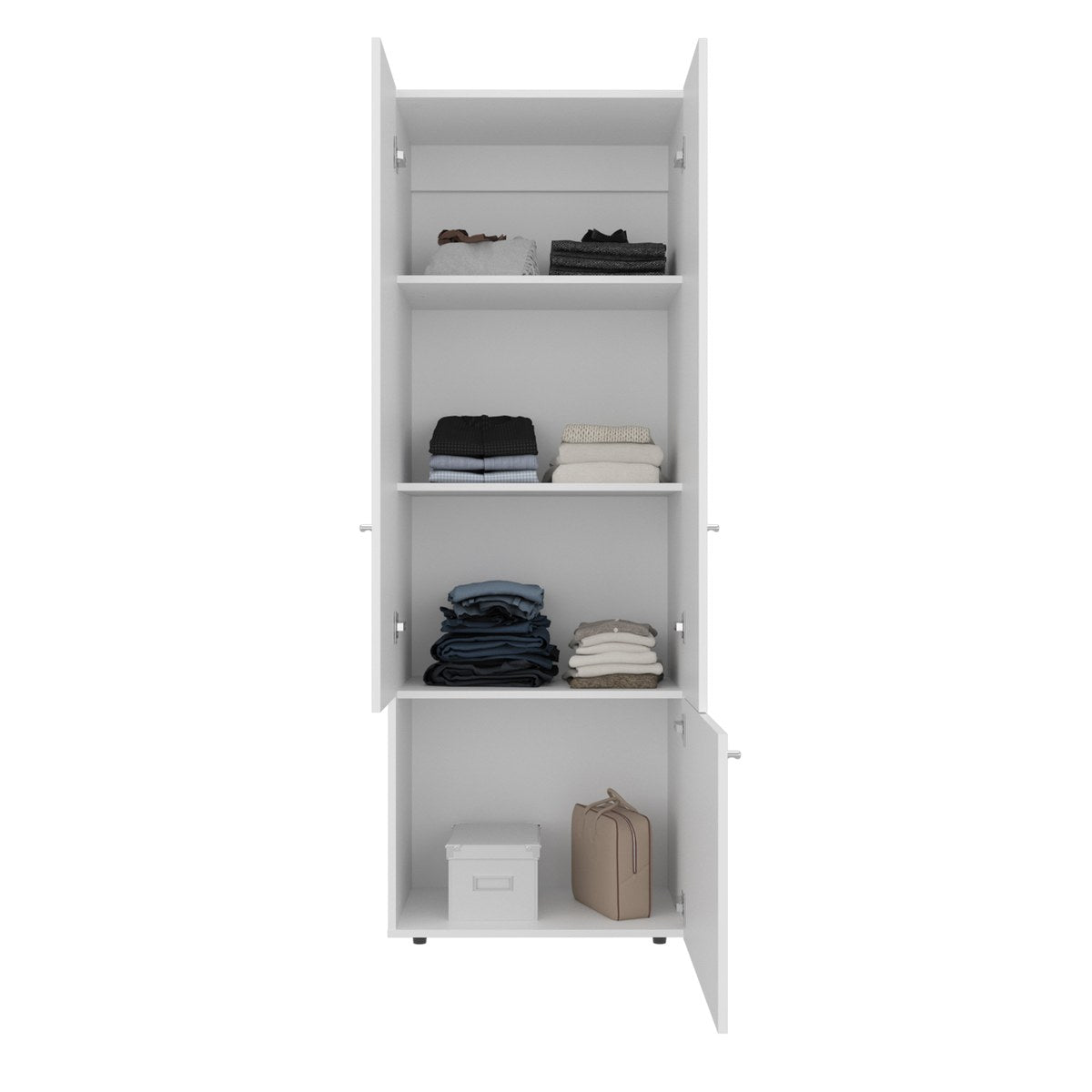 Conjunto de 2 armarios Home de 170 cm: 2 puertas con barra + 3 puertas con estantes, blanco