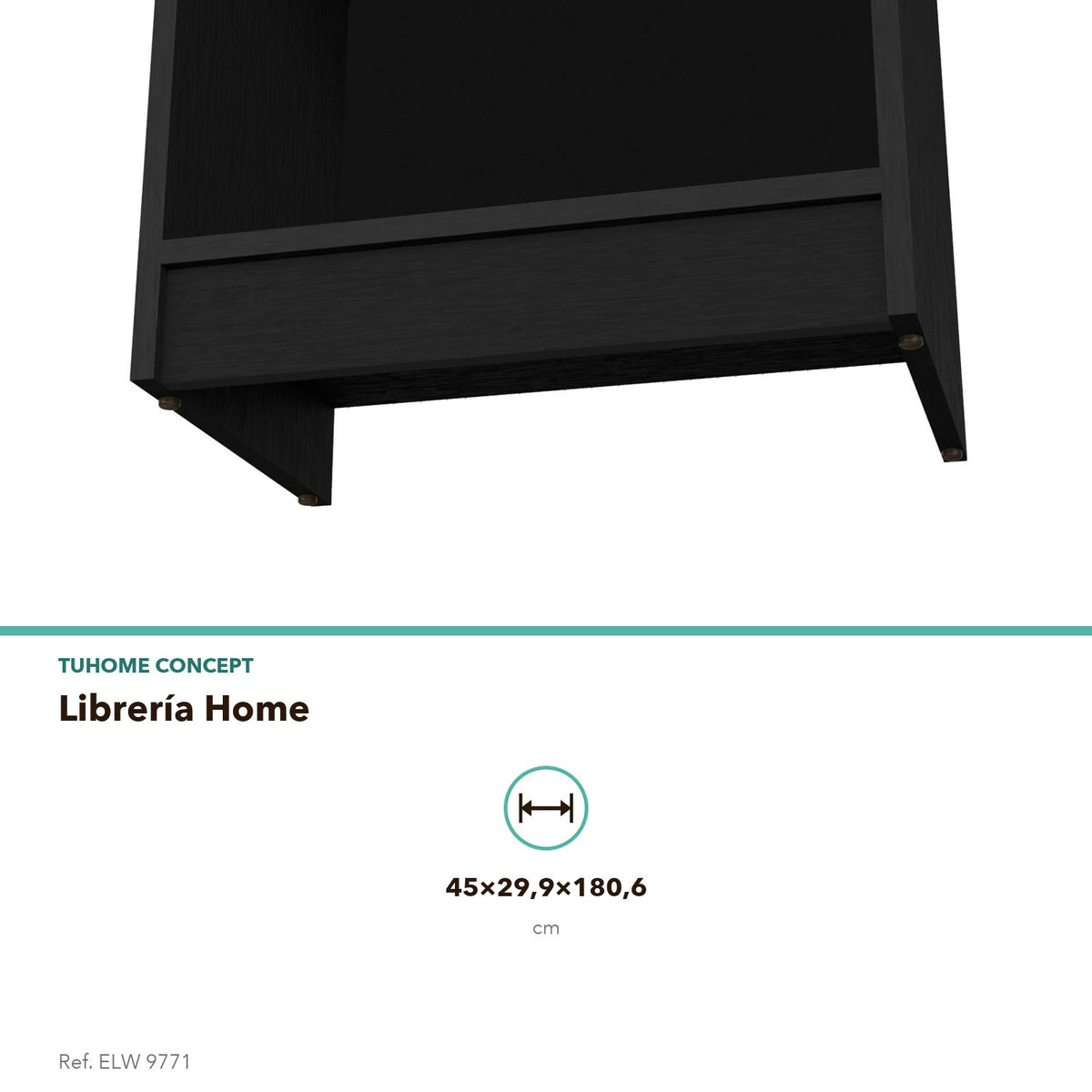 Librería estrecha Home XS de 45 cm con 5 huecos, infografía – TUHOME