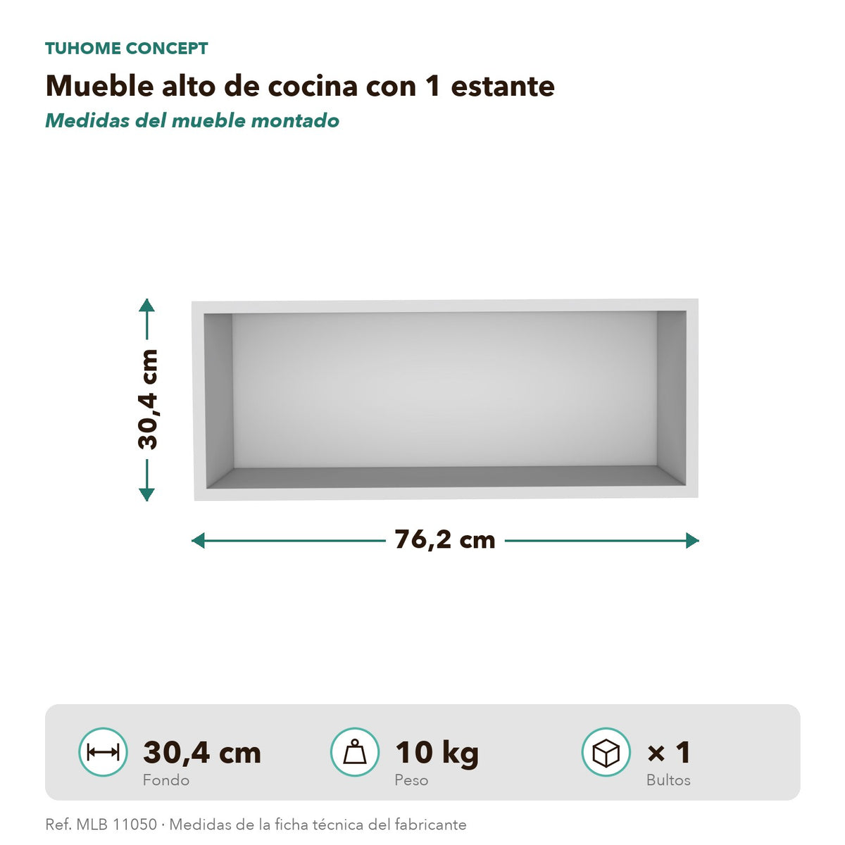 TUHOME Armario de pared Hard Rock 76 cm con hueco abierto