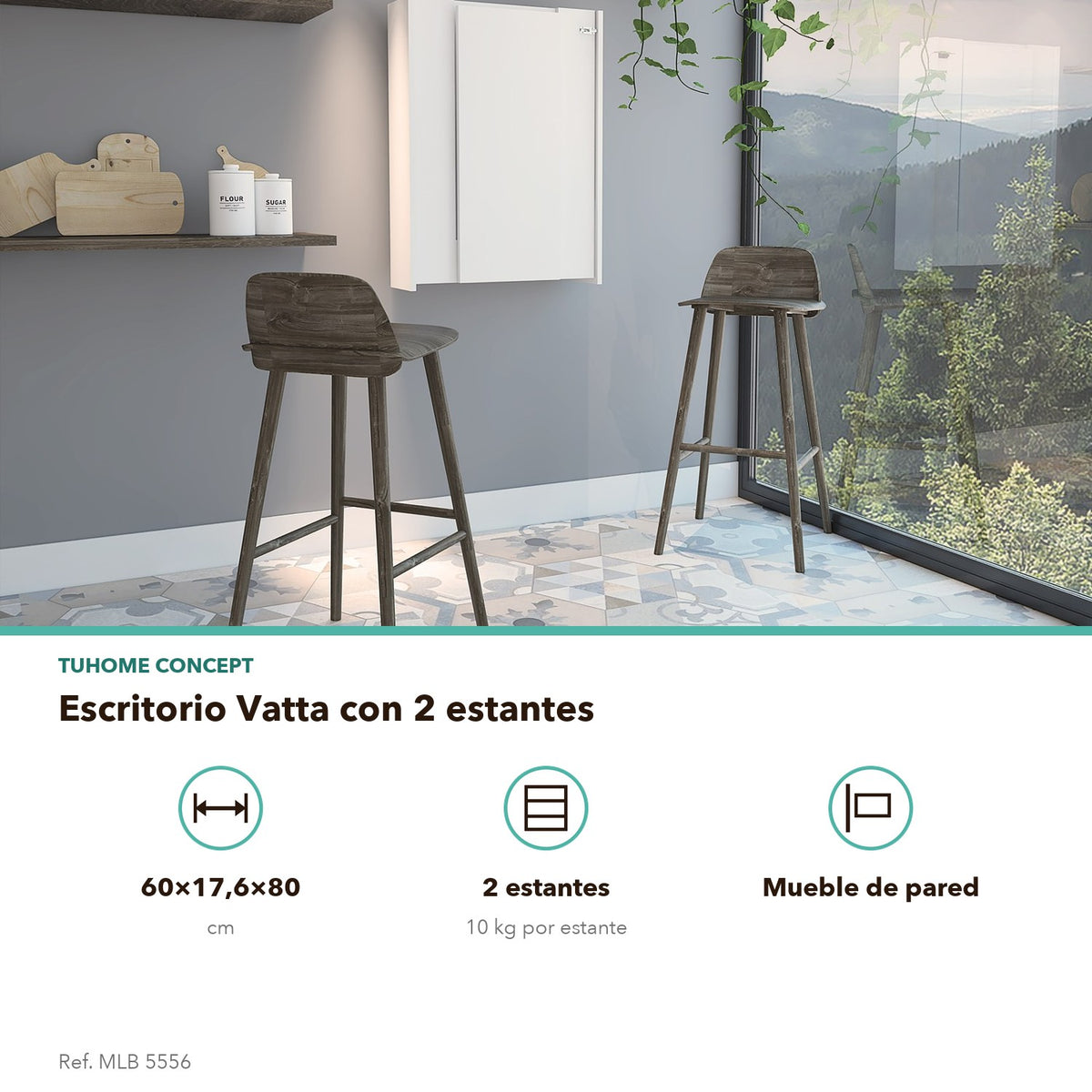 TUHOME CONCEPT Escritorio Vatta de 60 cm, blanco