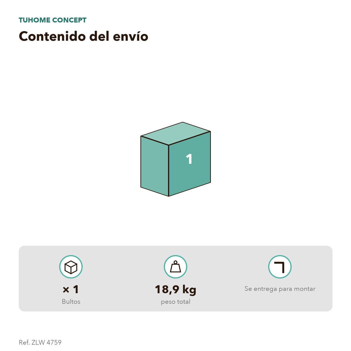 TUHOME CONCEPT Zapatero Leto de 138 cm con espejo, wengué