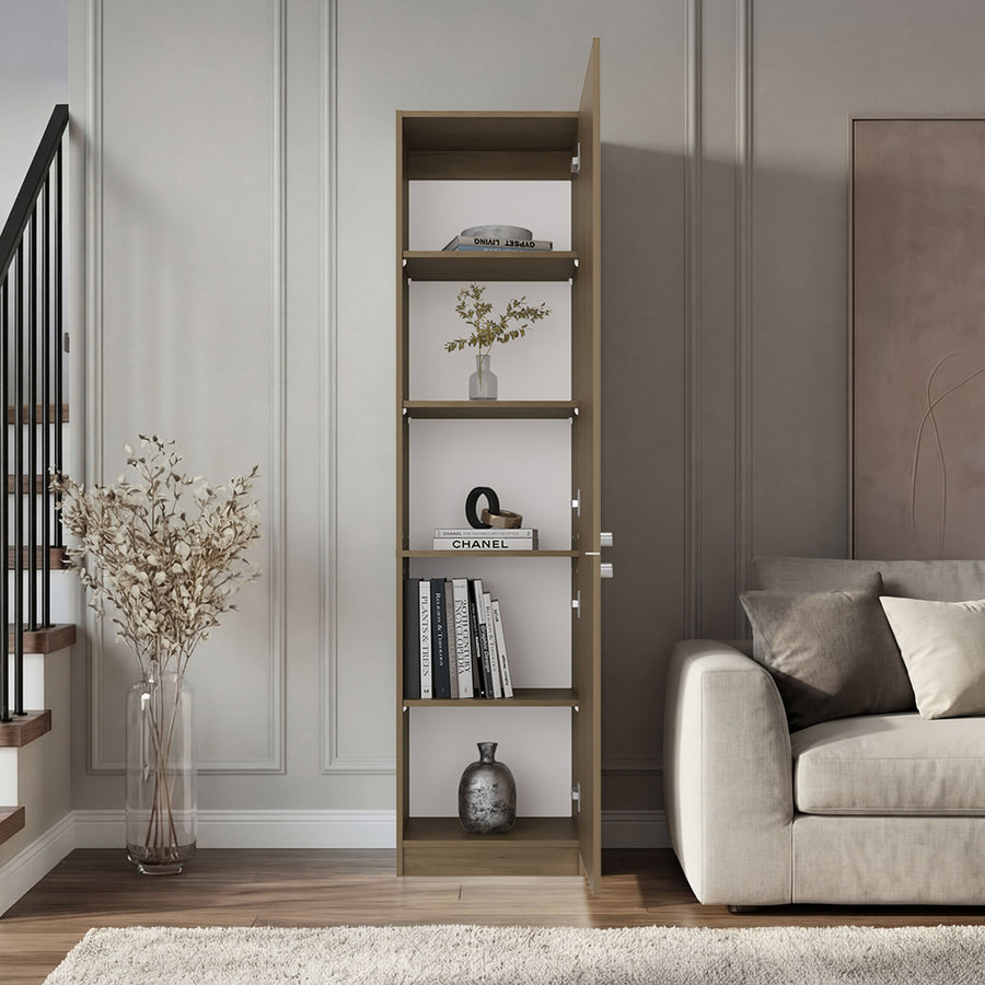 Librería Home de 180 cm con 2 puertas, fresno y blanco