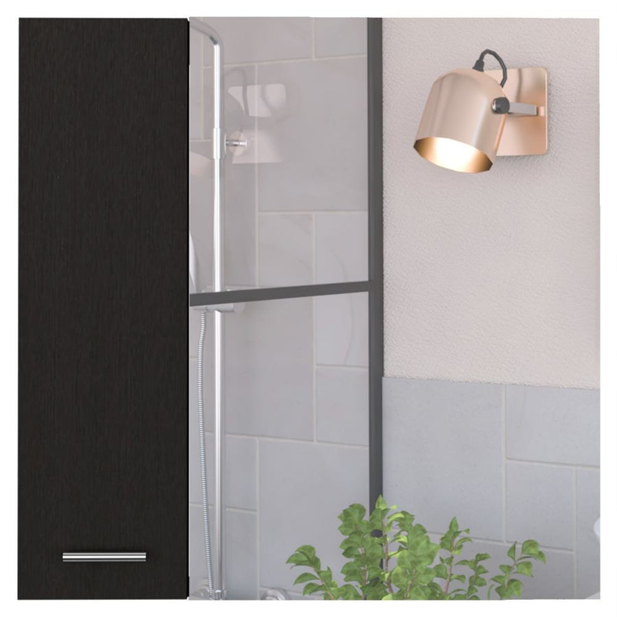 Armario de baño de pared Sines de 60 cm con espejo, wengué