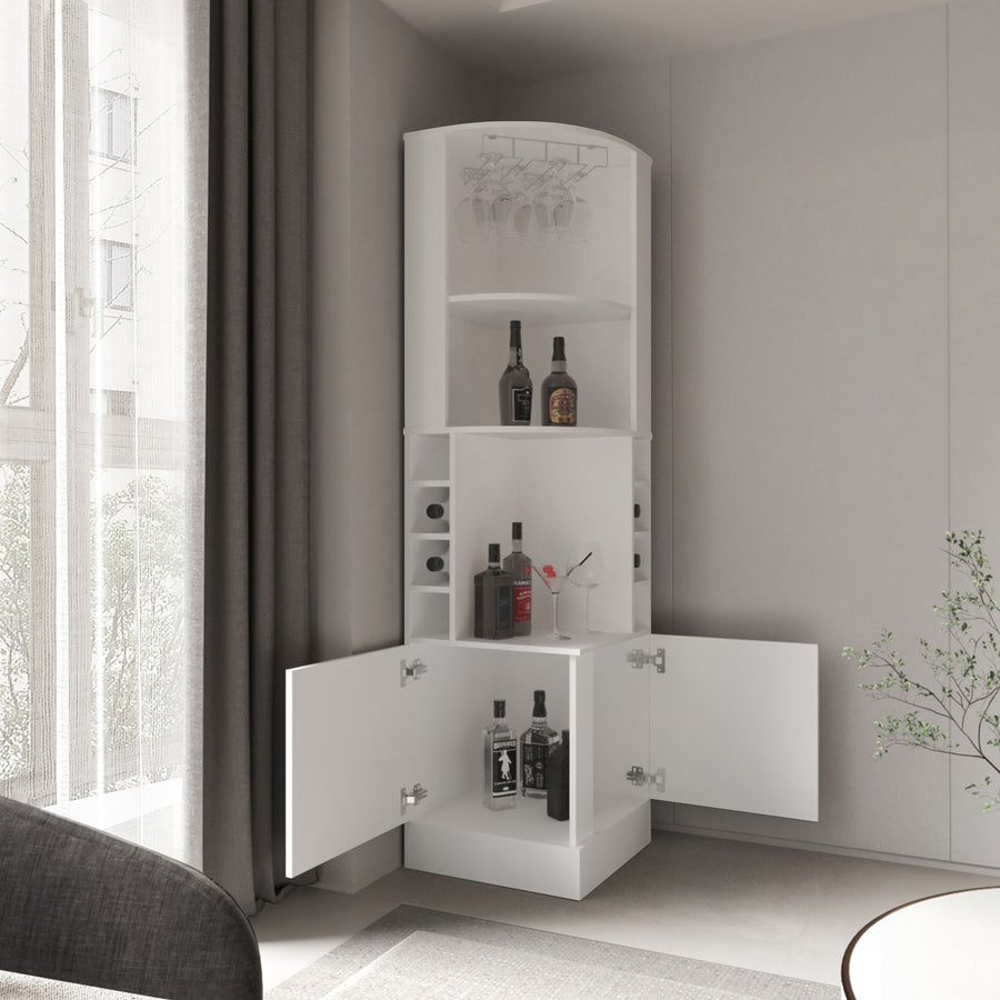 Mueble bar esquinero Kava Beijing de 181 cm, blanco