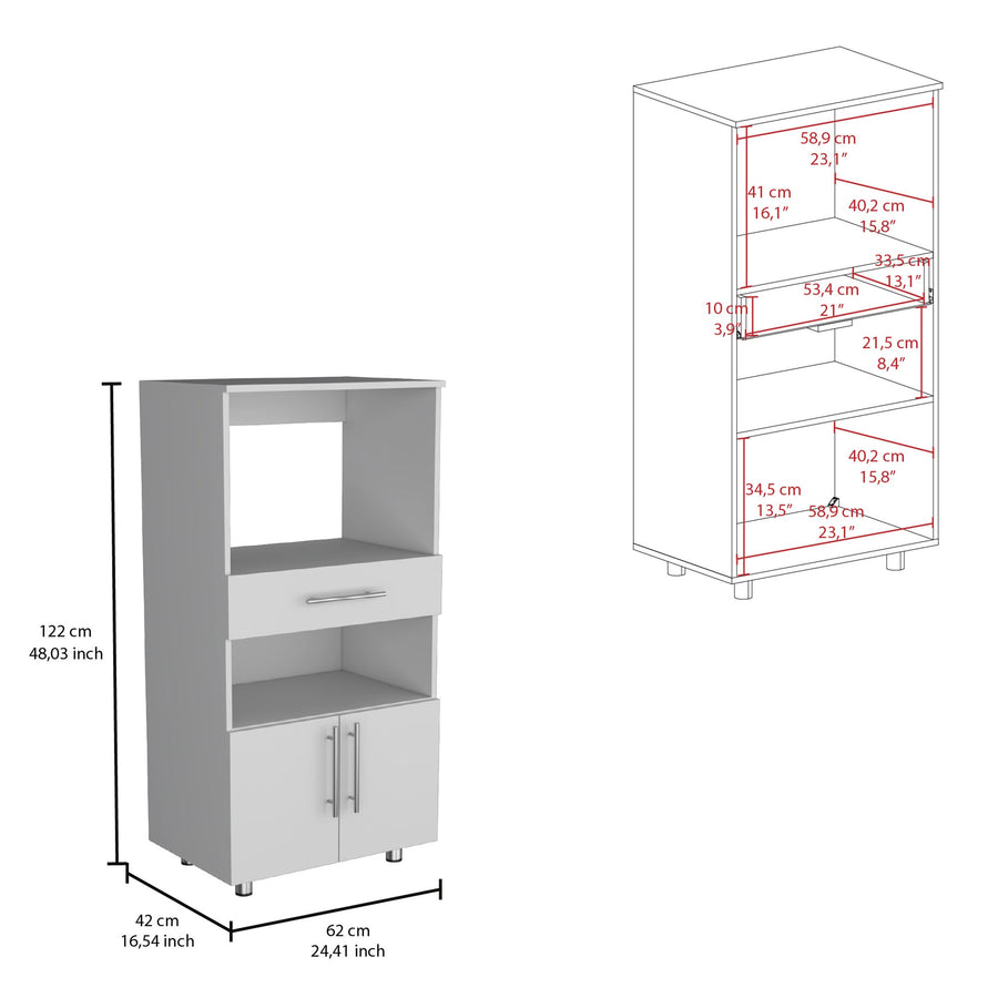 Mueble para microondas Worland de 122 cm, blanco