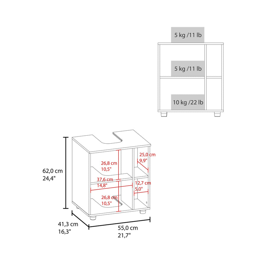 Mueble bajo lavabo Pascuale de 55 cm, fresno y wengué