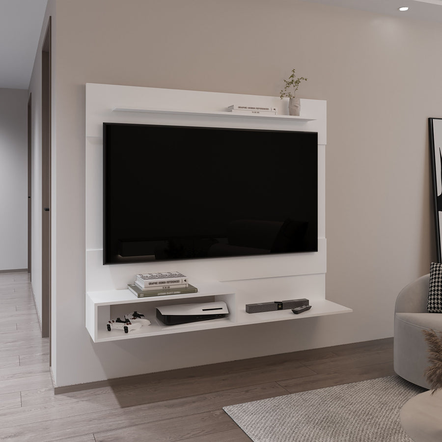 Mueble de TV de pared Beijing de 140 cm, blanco