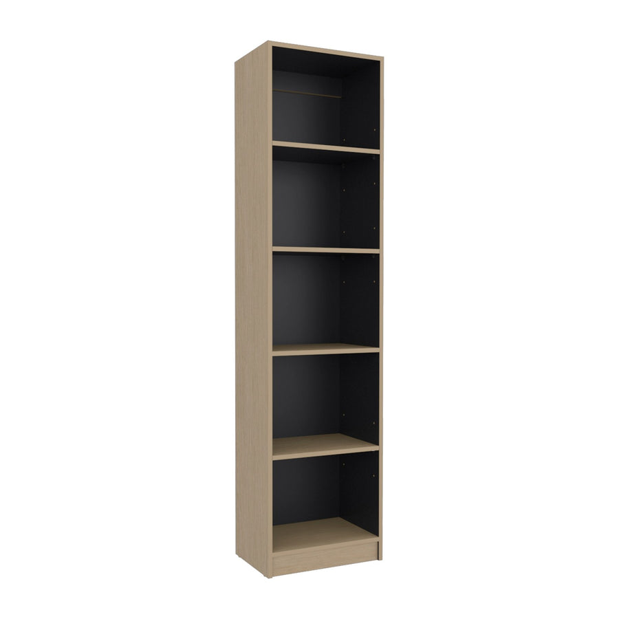 TUHOME CONCEPT Estantería alta abierta Home M2 de 181 cm con 5 huecos, roble claro y wengué
