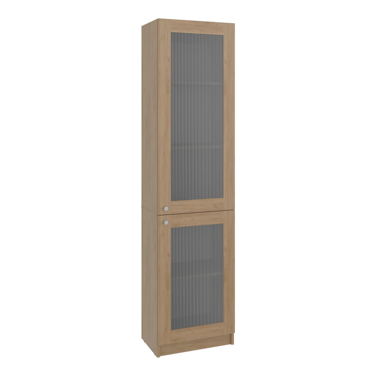 TUHOME CONCEPT Estantería alta Copenhague de 181 cm con 2 puertas de vidrio acanalado, fresno y blanco
