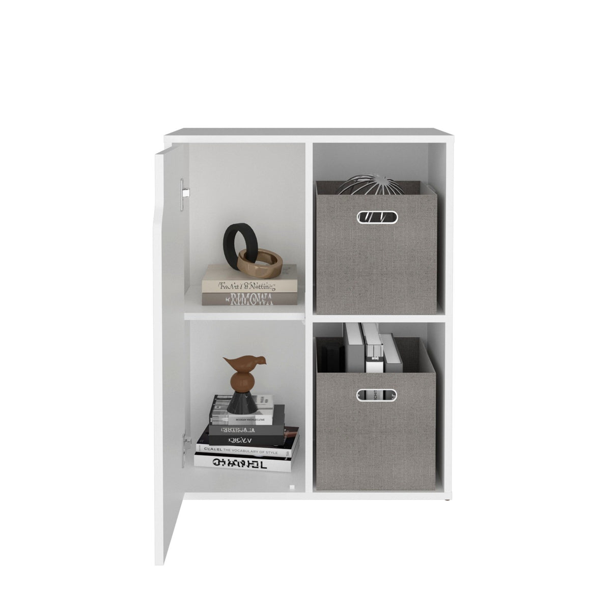 Mueble auxiliar Vicco de 77 cm con puerta y huecos abiertos, blanco