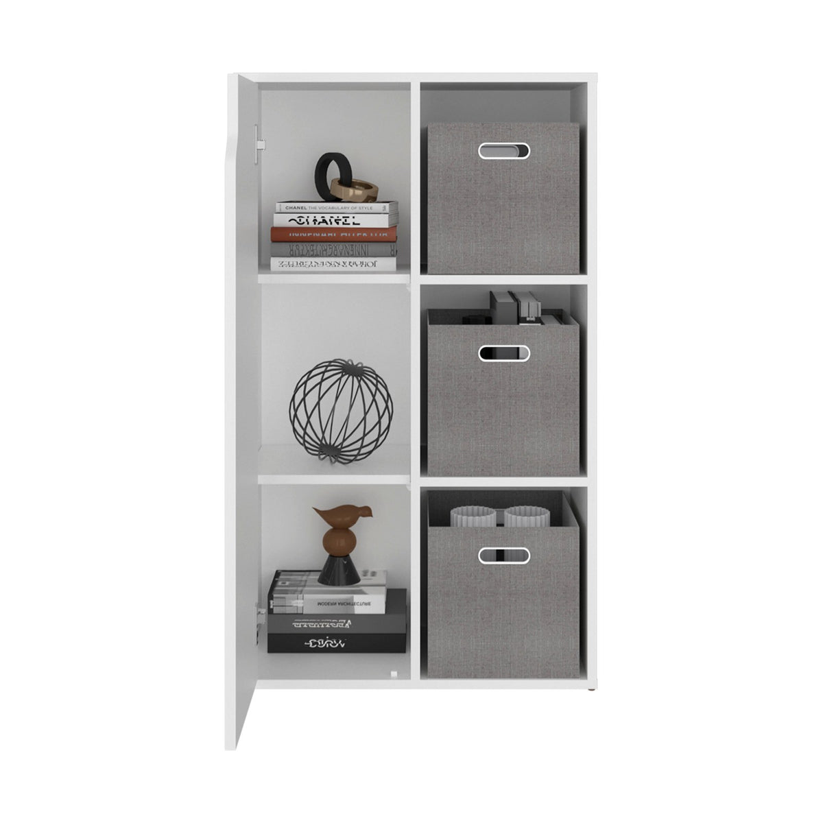Mueble auxiliar Vicco de 102 cm con puerta y huecos abiertos, blanco