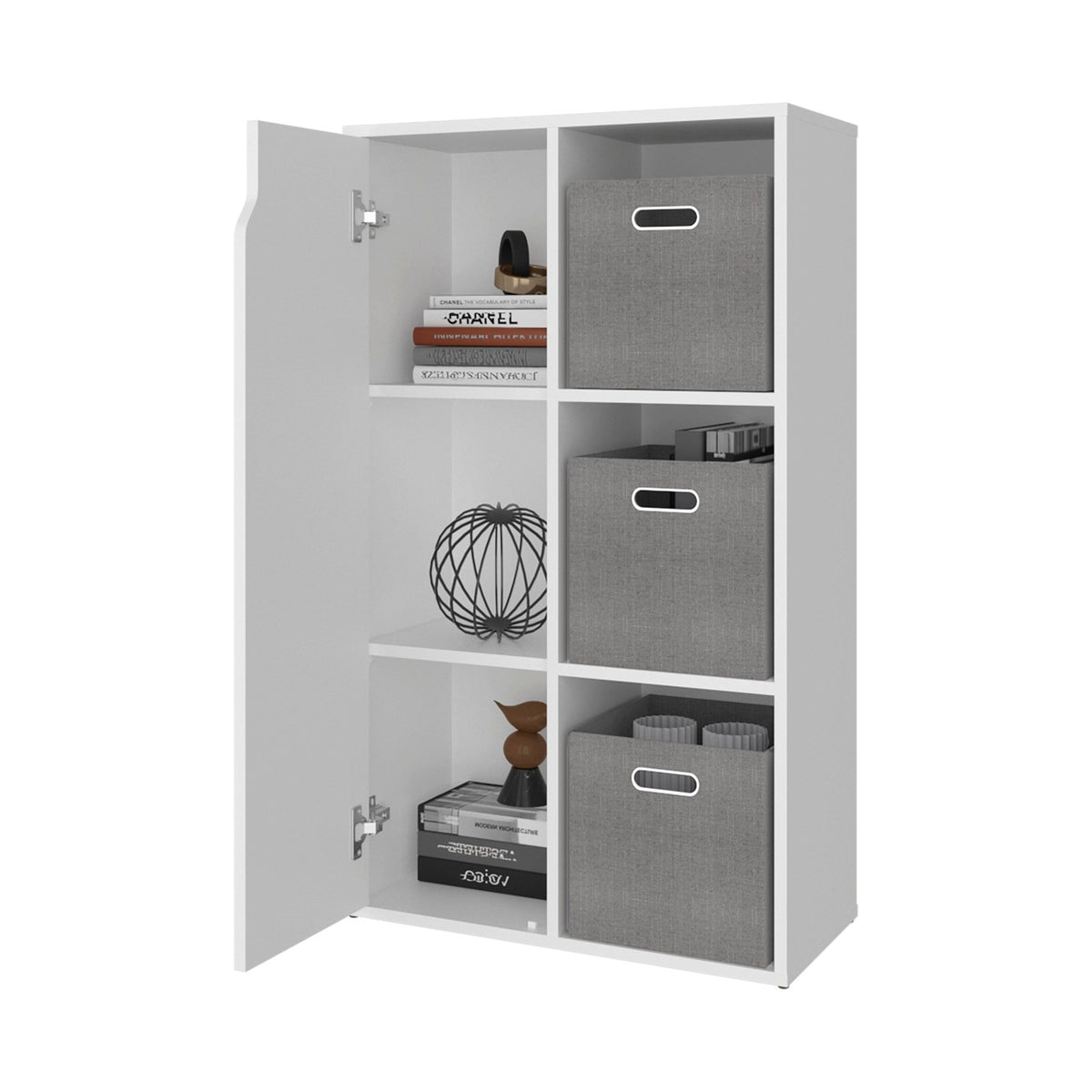 Mueble auxiliar Vicco de 102 cm con puerta y huecos abiertos, blanco