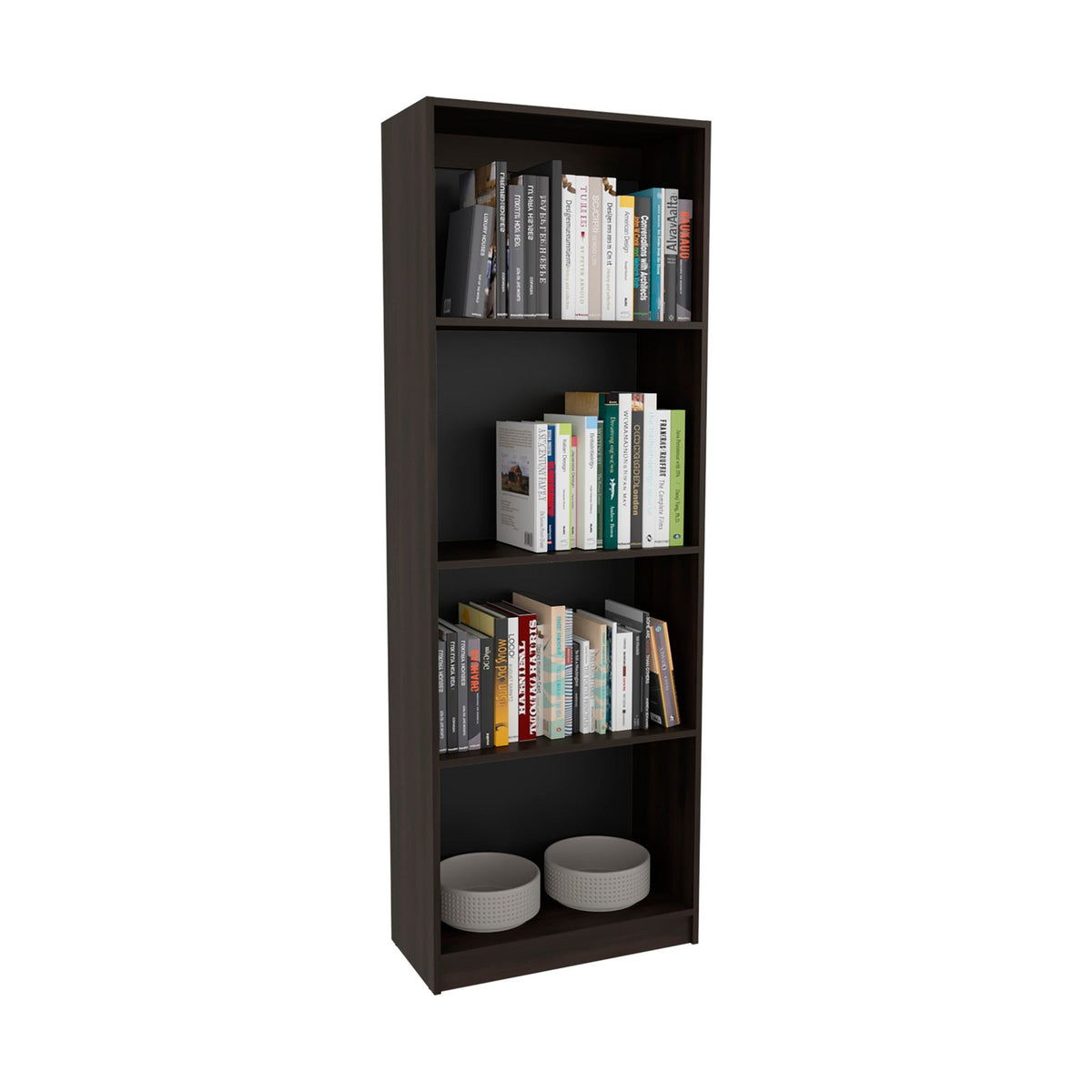 TUHOME CONCEPT Estantería alta abierta Home M1 de 181 cm con 4 huecos, nogal europeo