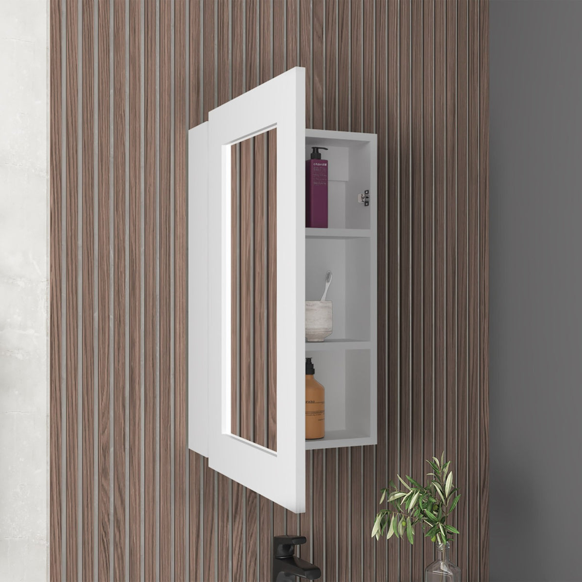 TUHOME CONCEPT Armario de baño de pared Juno de 47 cm con puerta de espejo, blanco