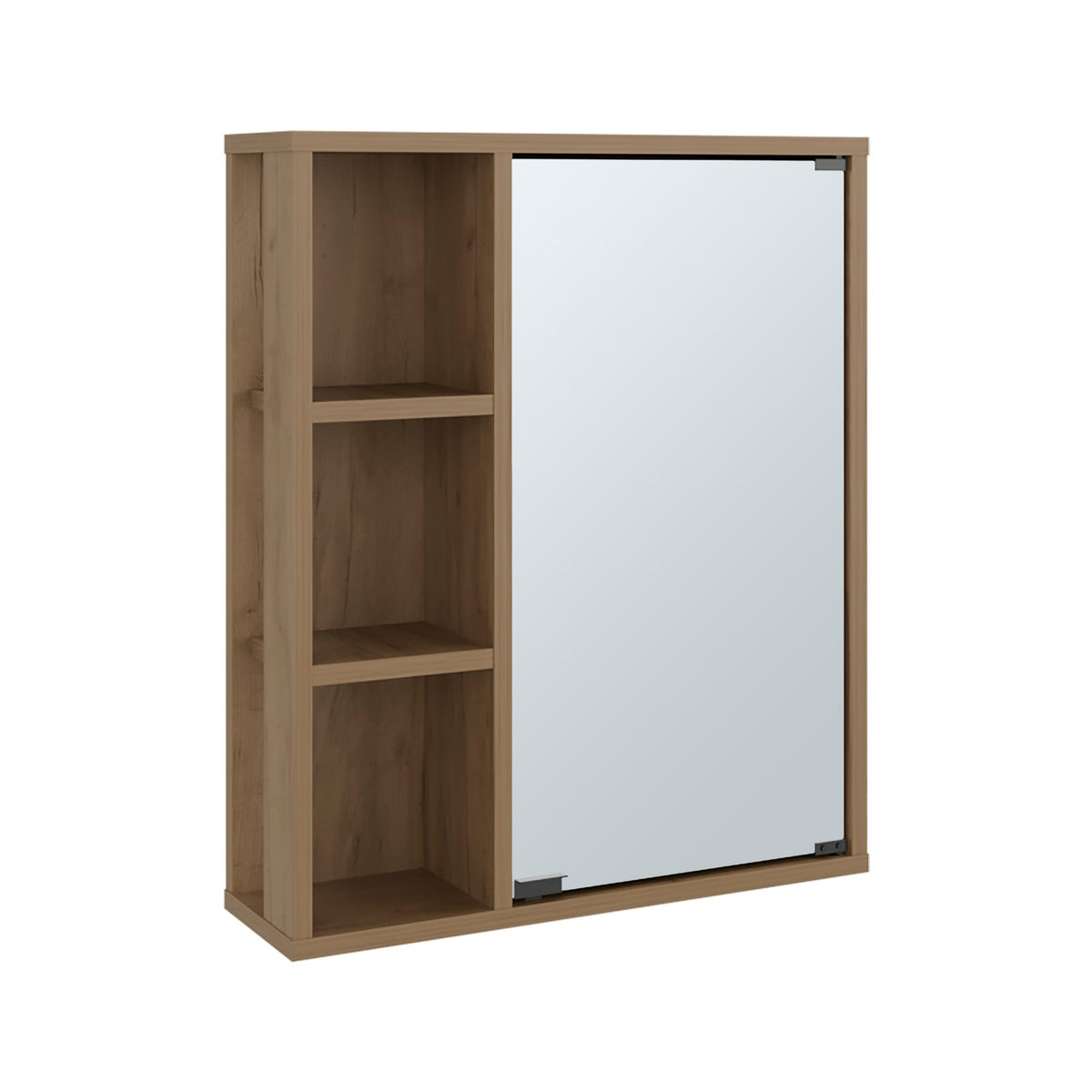 TUHOME CONCEPT Armario de baño de pared Berkel de 50 cm con espejo y estantes abiertos, fresno
