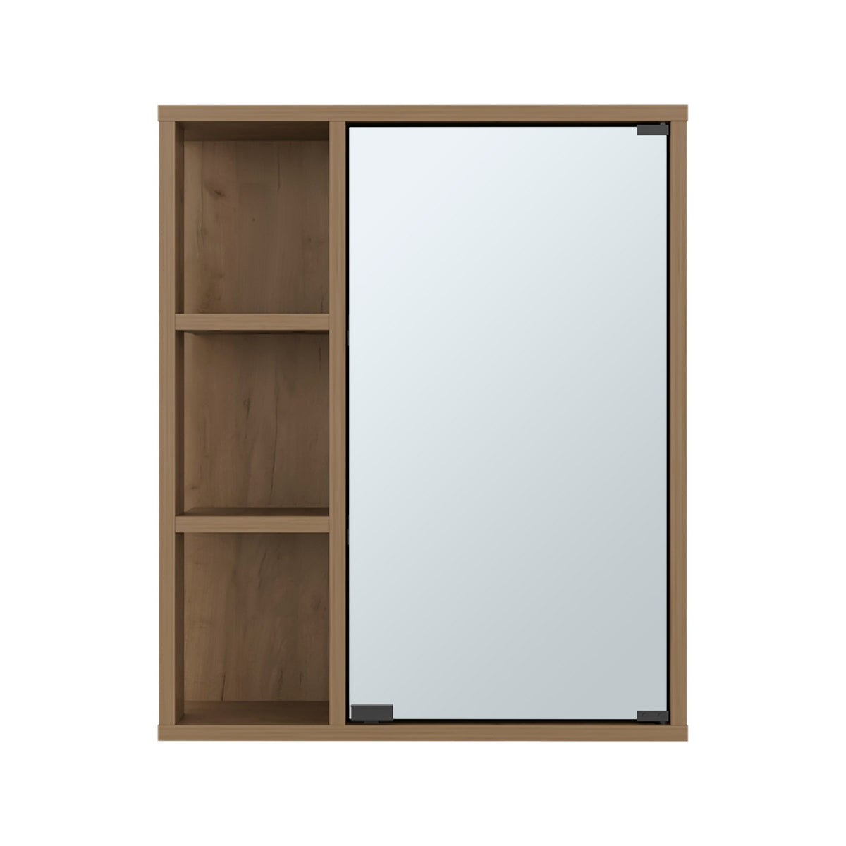 TUHOME CONCEPT Armario de baño de pared Berkel de 50 cm con espejo y estantes abiertos, fresno