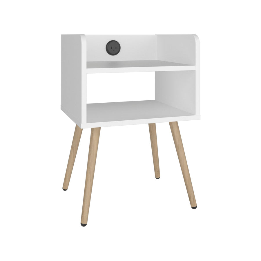 TUHOME CONCEPT Mesita de noche Didi de 40 cm con conector USB y 2 huecos, blanco