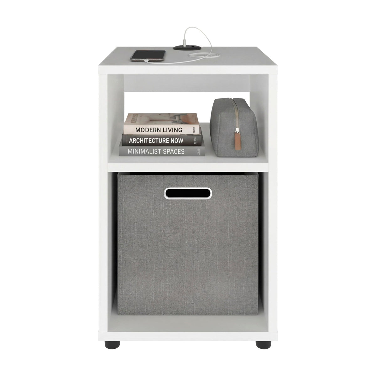 TUHOME CONCEPT Mesa auxiliar Mercer Lite de 30 cm con 2 huecos, blanco