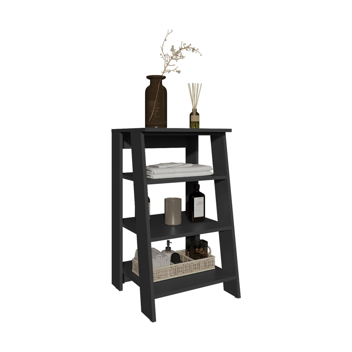 TUHOME CONCEPT Estantería de baño tipo escalera de 44 cm con 3 estantes, wengué