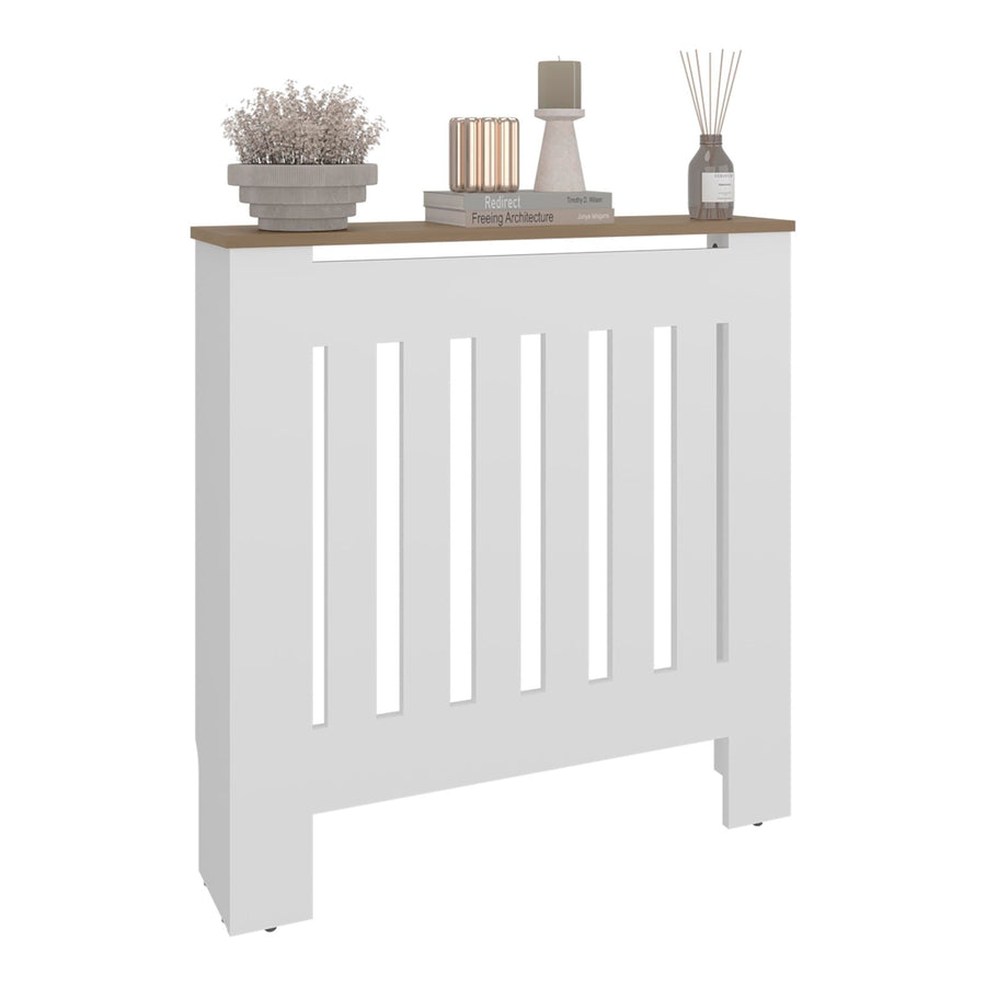 Cubreradiador Linn de 79 cm con lamas y estante superior, blanco