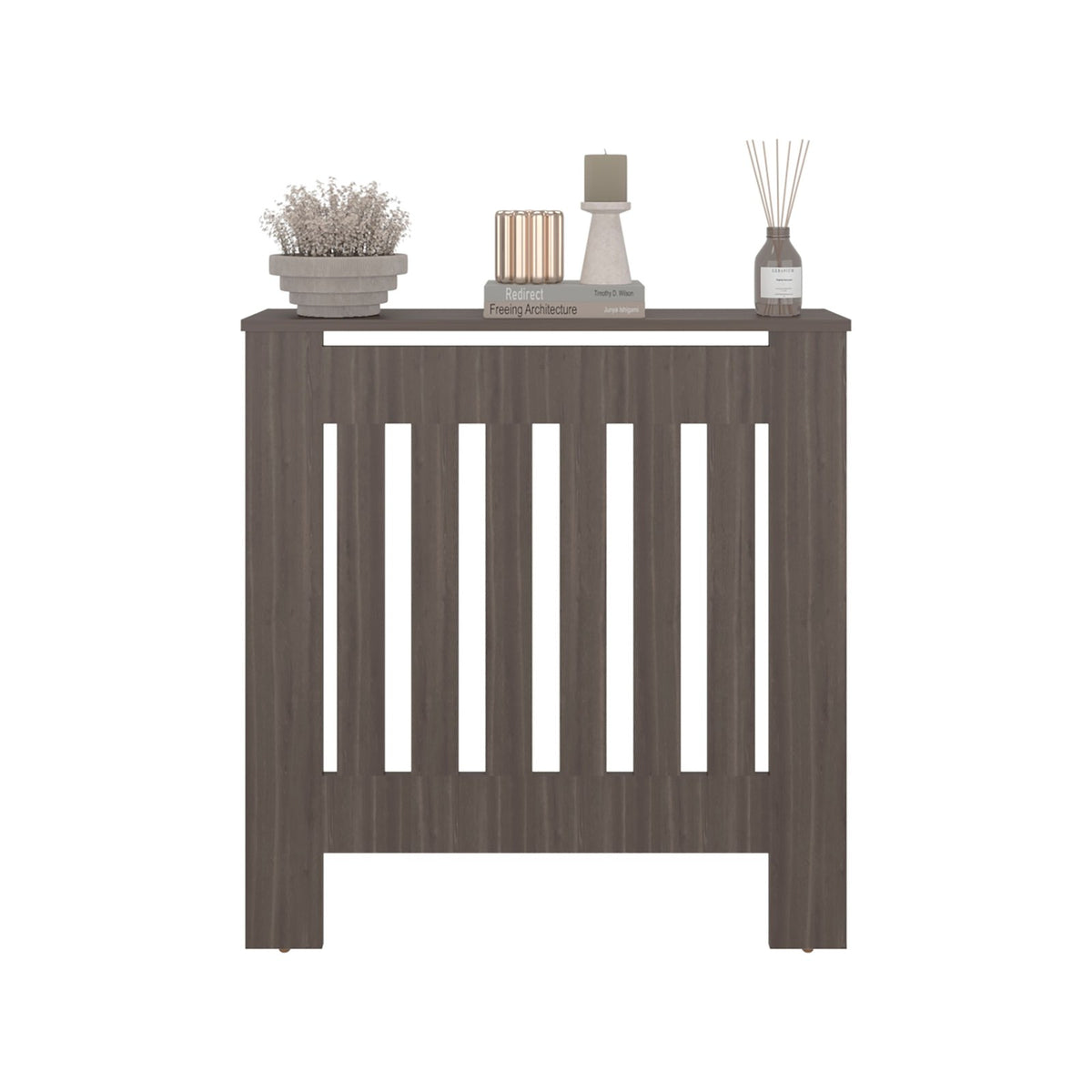 Cubreradiador Linn de 79 cm con lamas y estante superior, gris