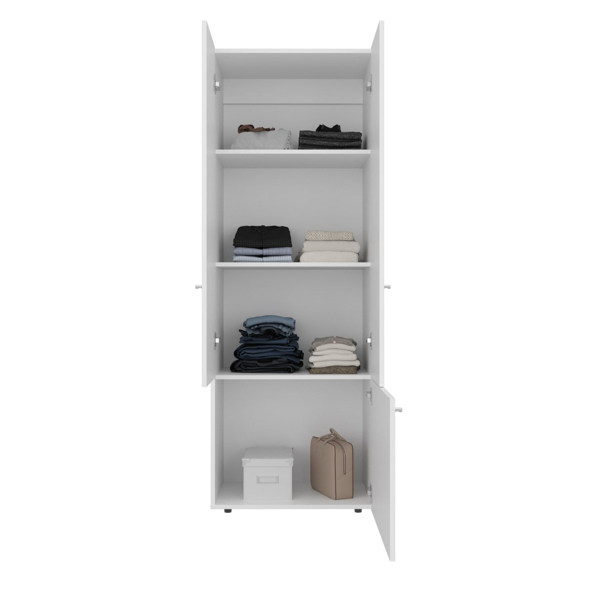 TUHOME CONCEPT Armario alto Tolleson de 170 cm con 3 puertas y estantes, blanco