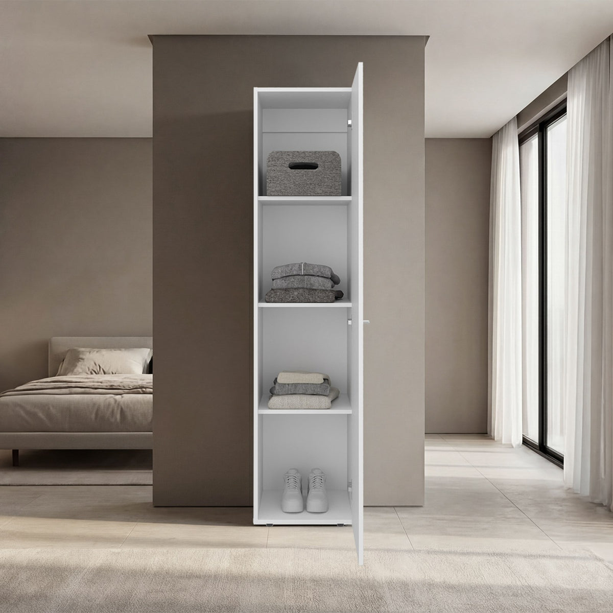 Armario Home Dreams M4 de 170 cm con 1 puerta, blanco