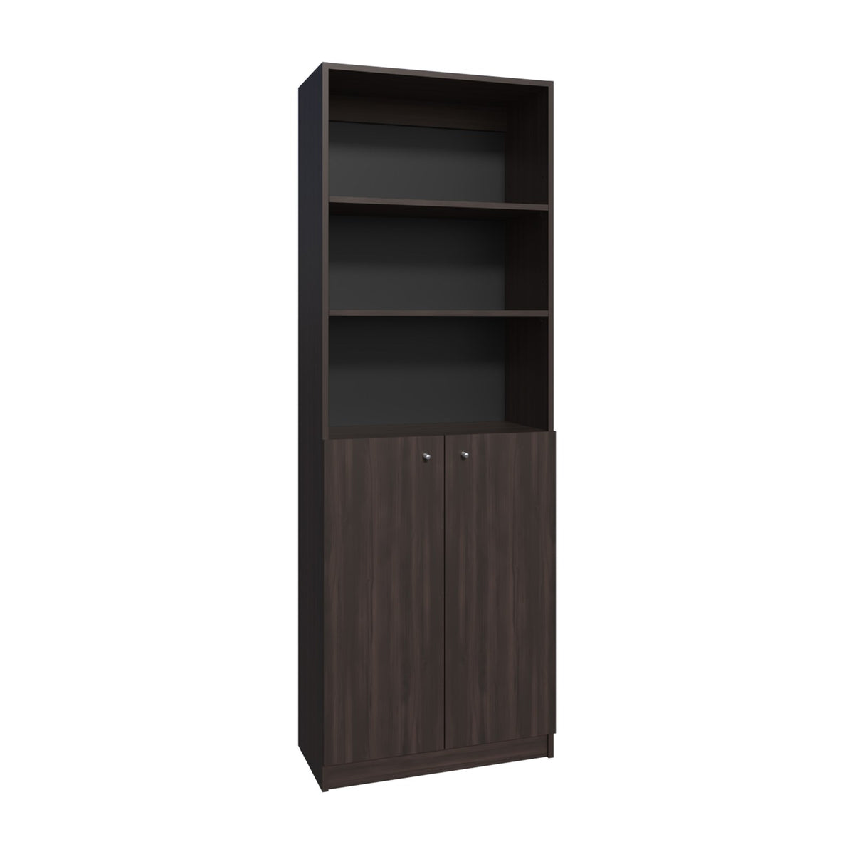 TUHOME CONCEPT Estantería alta Home M4 de 181 cm con 2 puertas y estantes abiertos, nogal europeo