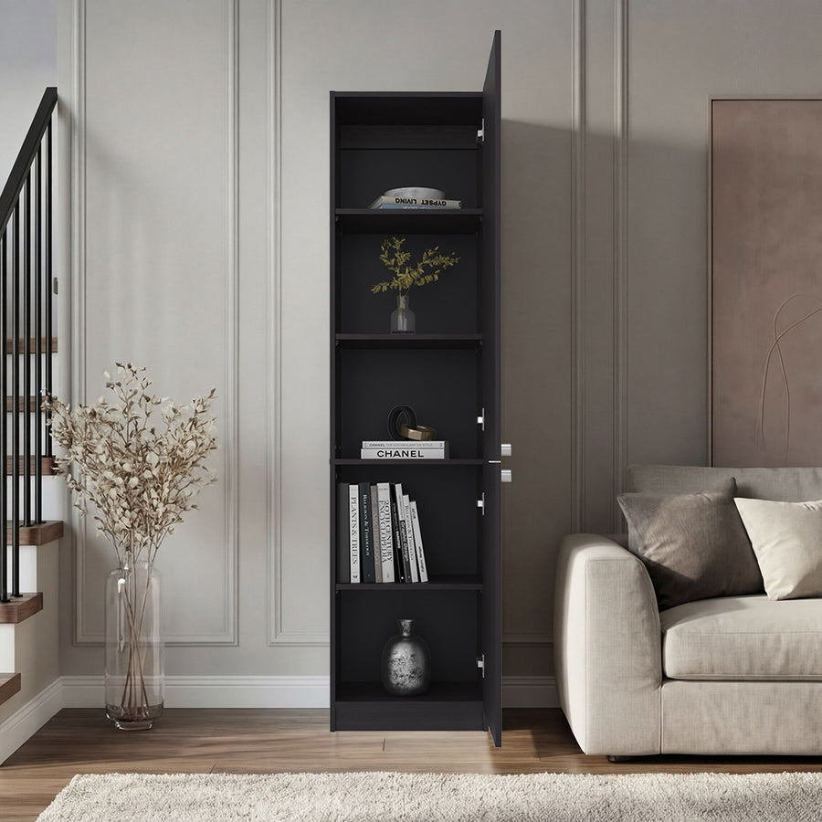 Estantería alta Delhi de 181 cm con 2 puertas, wengué y negro