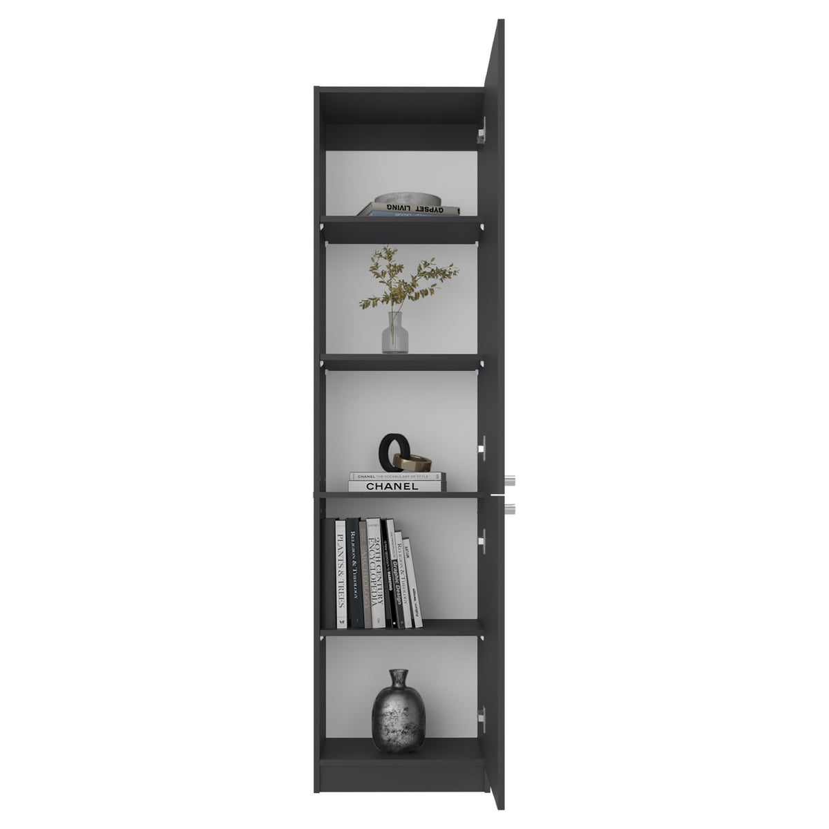 Estantería alta Delhi de 181 cm con 2 puertas, gris plomo y blanco
