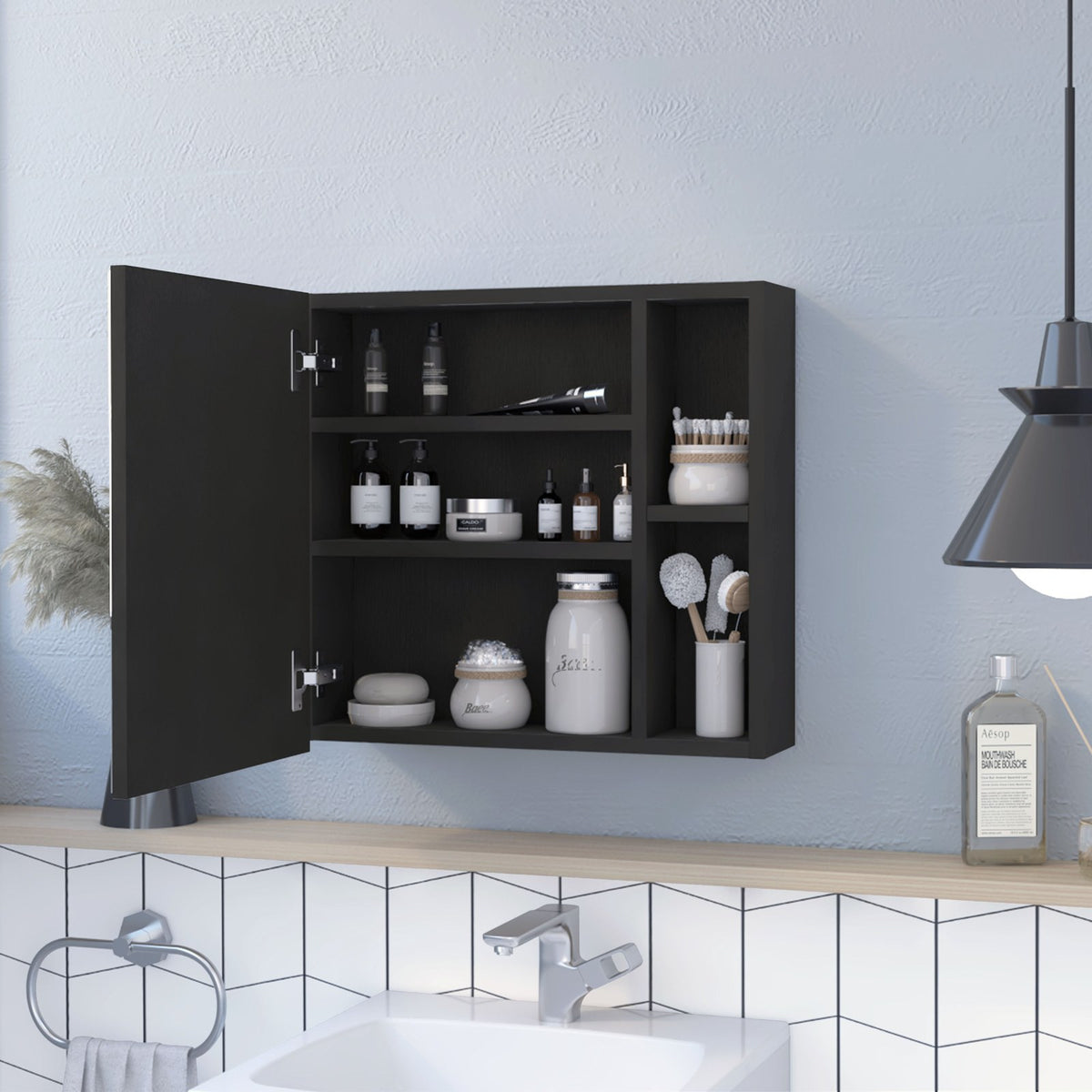 TUHOME CONCEPT Armario de baño de pared Oman de 50 cm, wengué