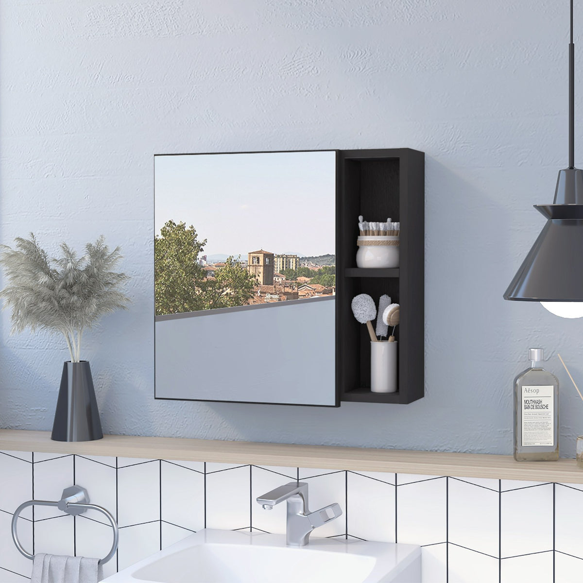 TUHOME CONCEPT Armario de baño de pared Oman de 50 cm, wengué