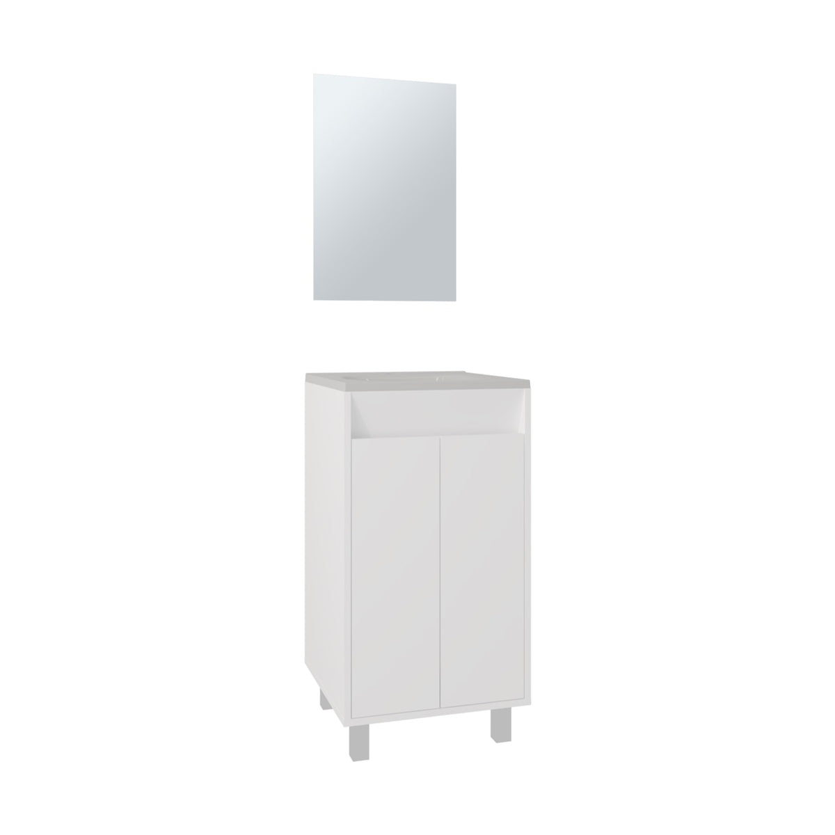 Conjunto de baño Brady de 45 cm con lavabo y espejo Bolonia, blanco