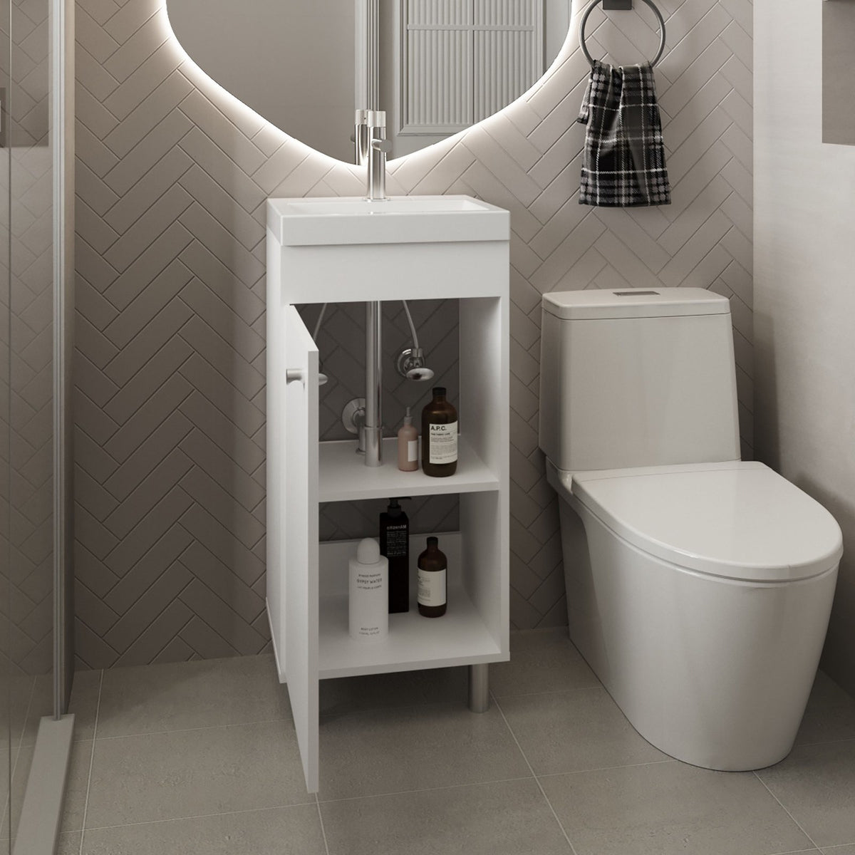 Mueble de lavabo Rivera de 40 cm con lavabo, blanco