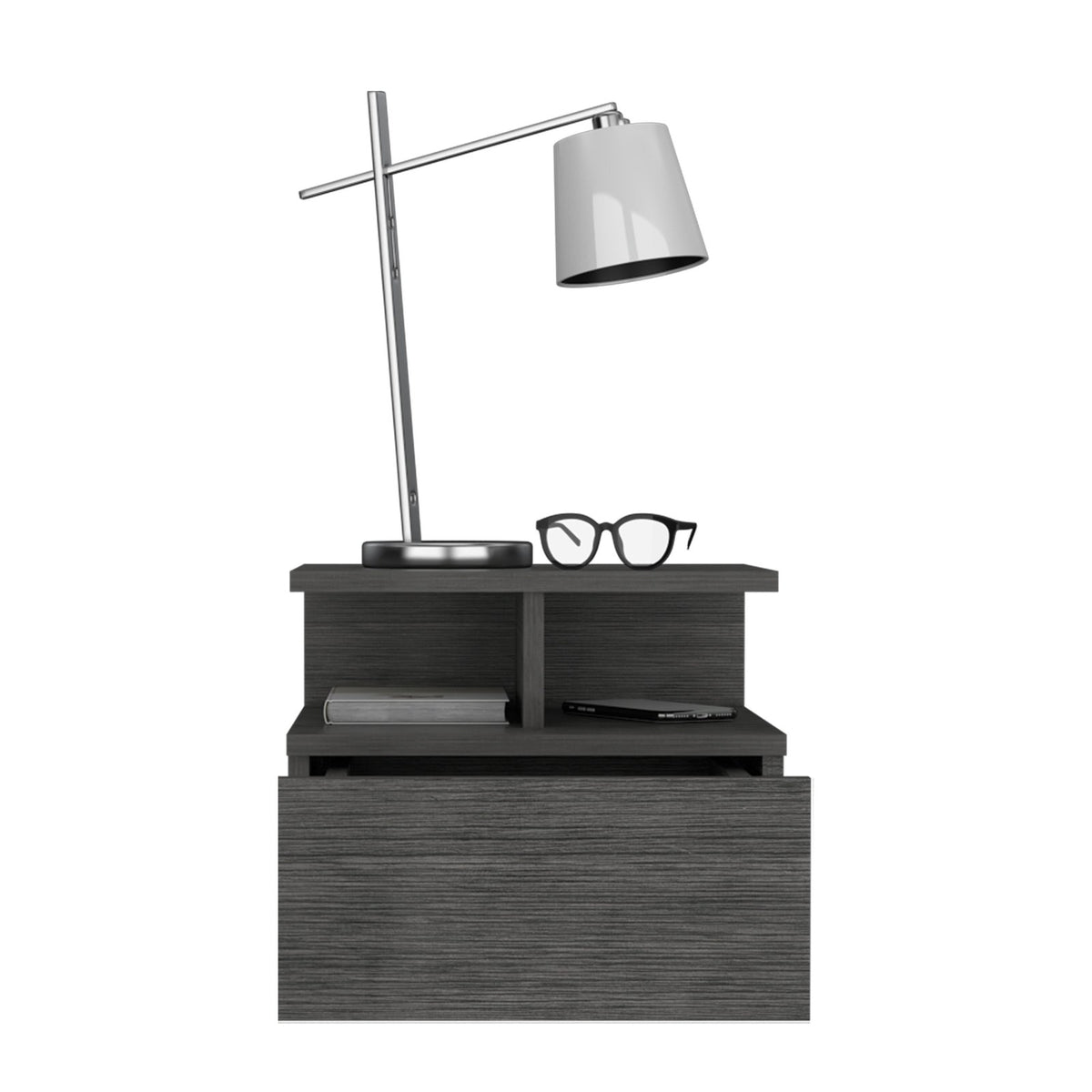 TUHOME CONCEPT Mesita de noche flotante Adele de 36 cm con cajón, roble gris