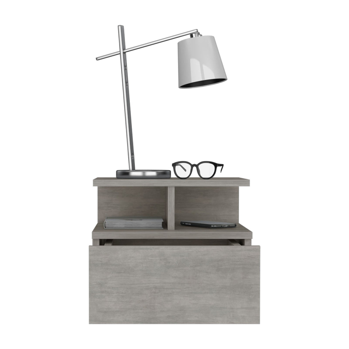 TUHOME CONCEPT Mesita de noche flotante Adele de 36 cm con cajón, cemento