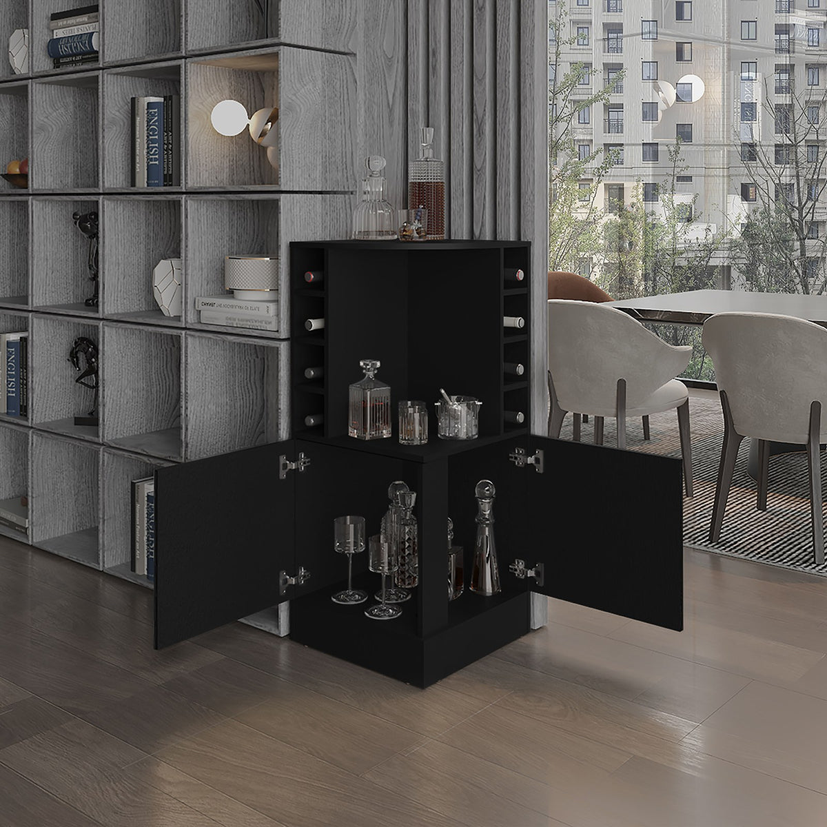 TUHOME CONCEPT Mueble bar esquinero Jakes, wengué