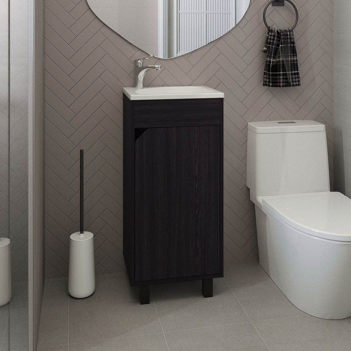 Mueble de lavabo de pie Bethel de 40 cm con lavabo, wengué