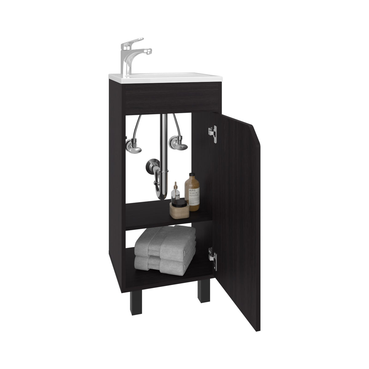 Mueble de lavabo de pie Bethel de 40 cm con lavabo, wengué