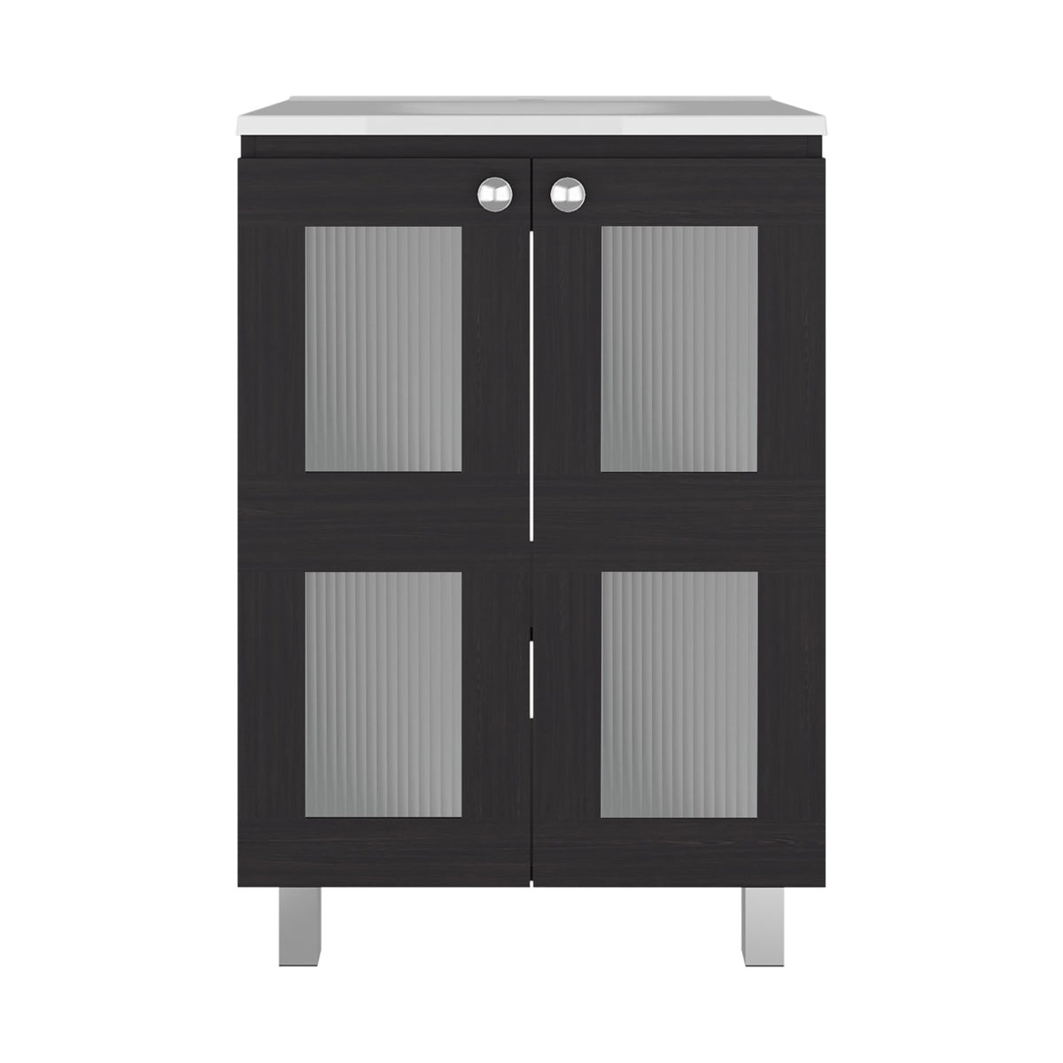 Mueble de lavabo Haysi de 59 cm con lavabo y 2 puertas, wengué