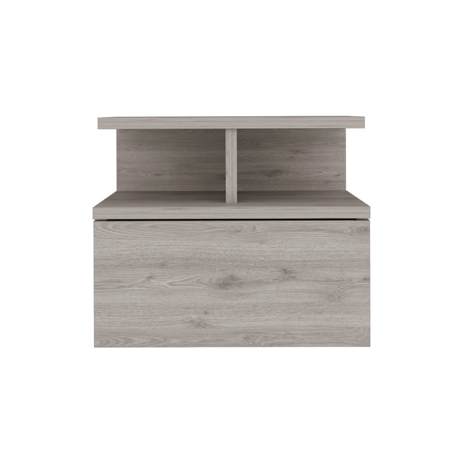 TUHOME CONCEPT Mesita de noche flotante Adele de 36 cm con cajón, gris ceniza