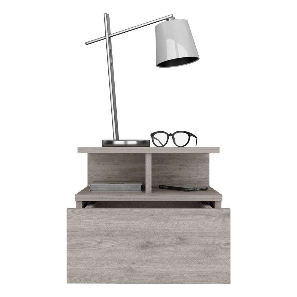 TUHOME CONCEPT Mesita de noche flotante Adele de 36 cm con cajón, gris ceniza