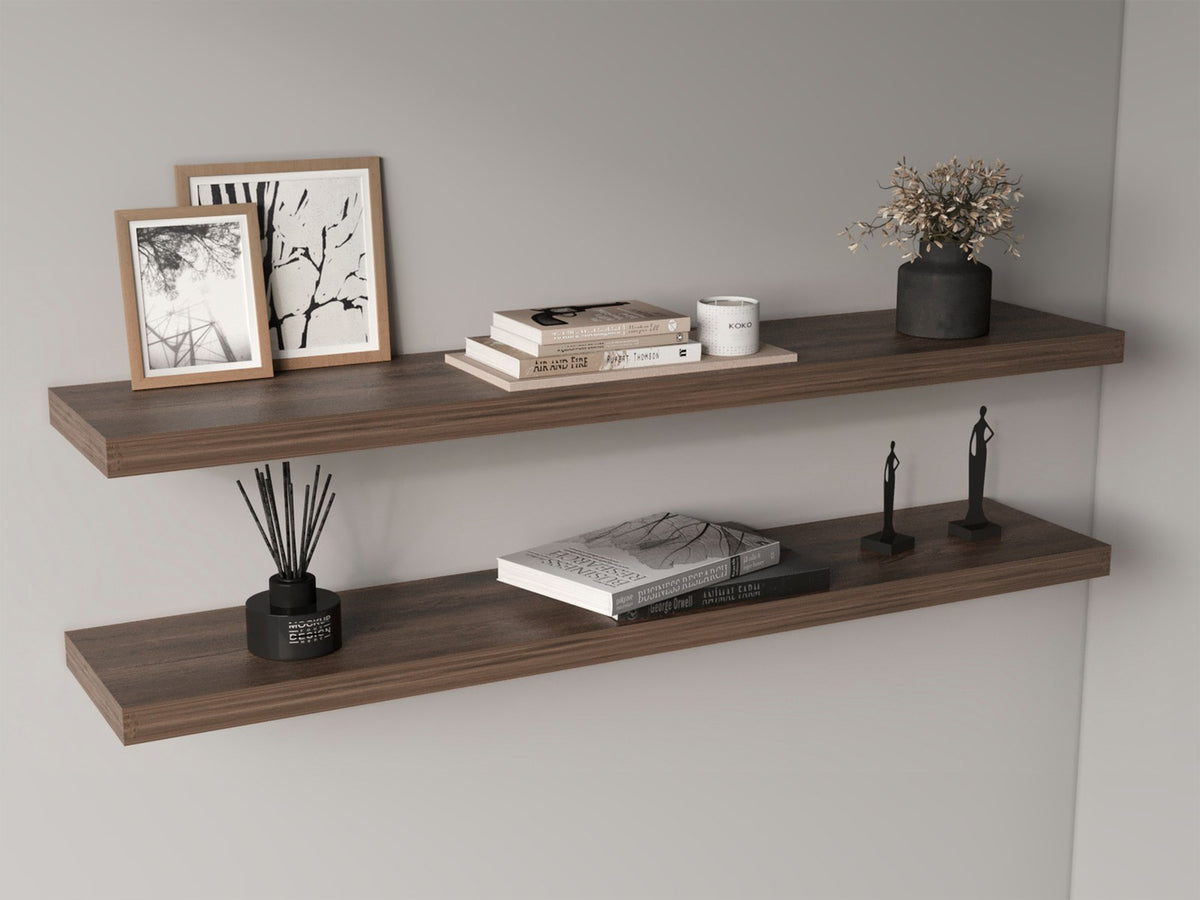Estantes flotantes de 120 x 25 cm, pack de 2, roble bellota