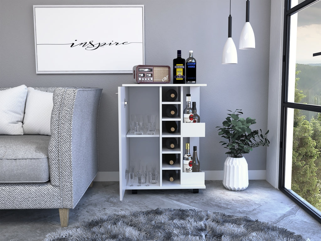 TUHOME CONCEPT Carrito de bar de 60 cm con botellero y ruedas