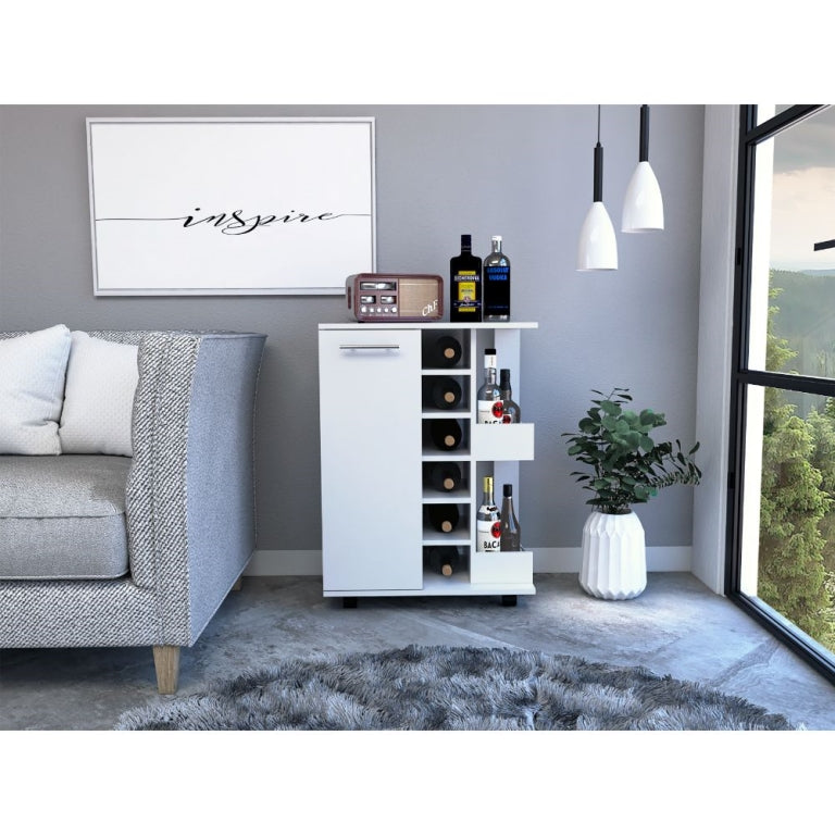TUHOME CONCEPT Carrito de bar de 60 cm con botellero y ruedas