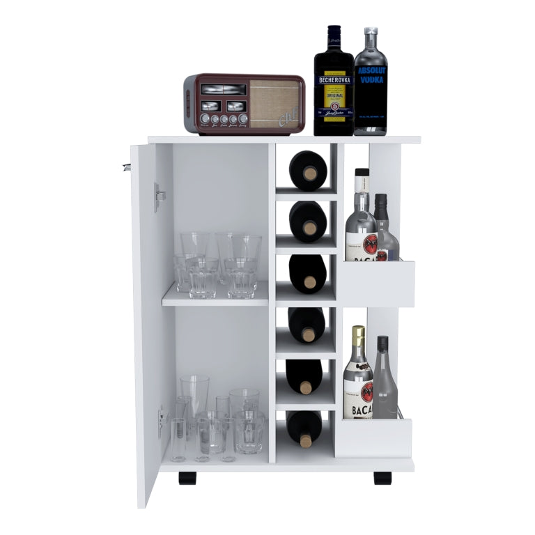 TUHOME CONCEPT Carrito de bar de 60 cm con botellero y ruedas