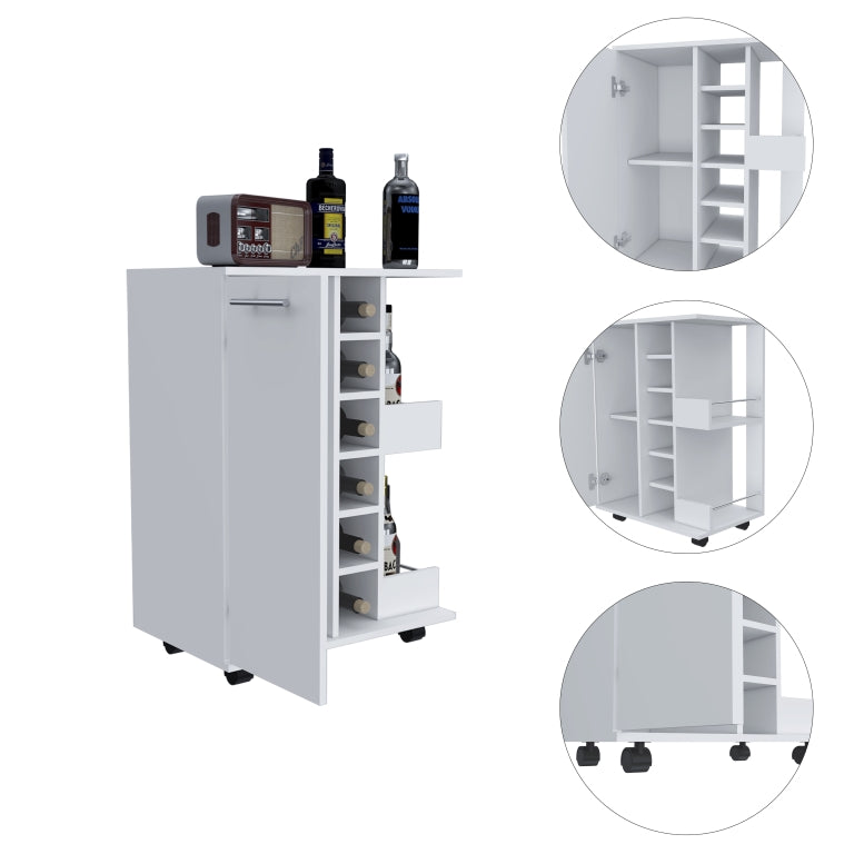 TUHOME CONCEPT Carrito de bar de 60 cm con botellero y ruedas
