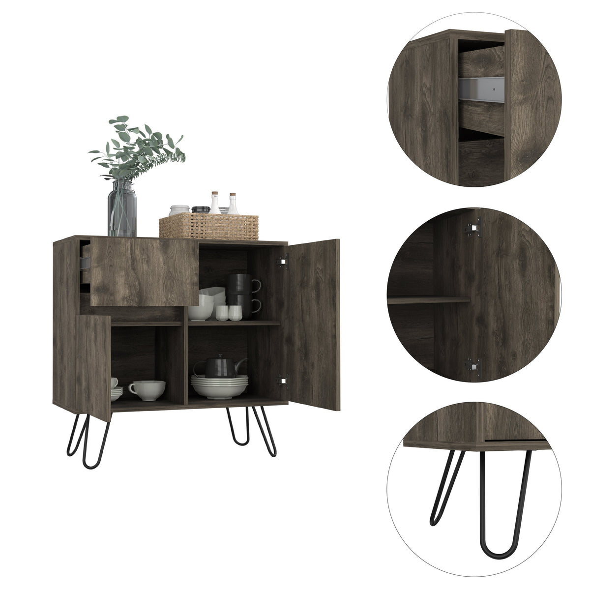 TUHOME CONCEPT Aparador Andorra de 80 cm, roble oscuro