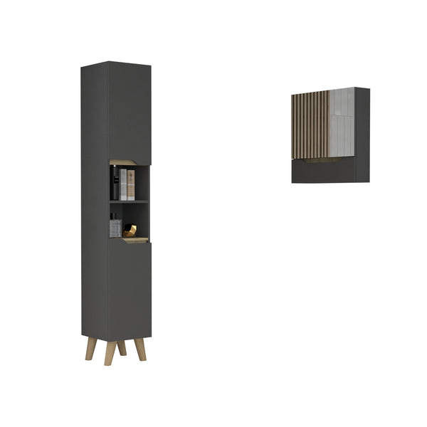 Conjunto Laurent Armario De Pared Con Espejo Columna